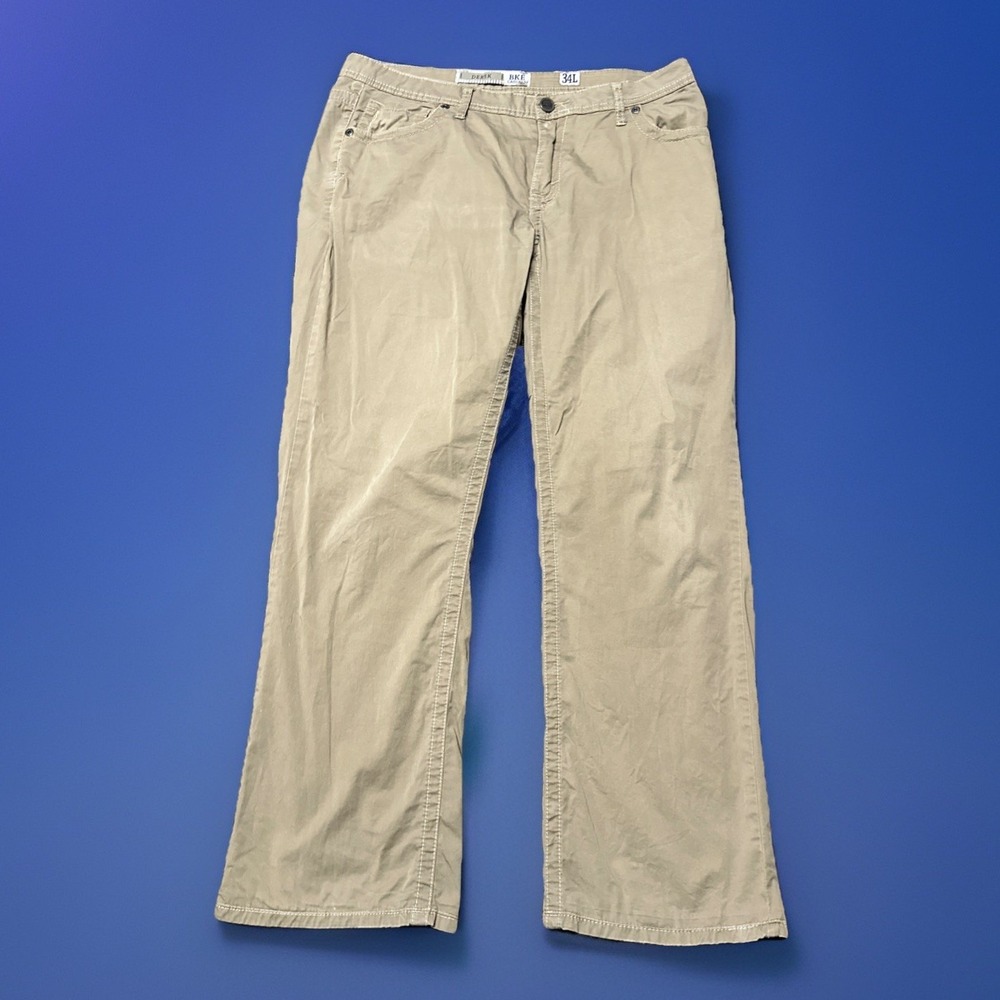 BKE Buckle Casuals Derek Bootcut Mens 38x30 Light Wash Beige Premium Stretch
